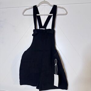 NWT Zenana Washed Knot Strap Denim Romper - Black in Color